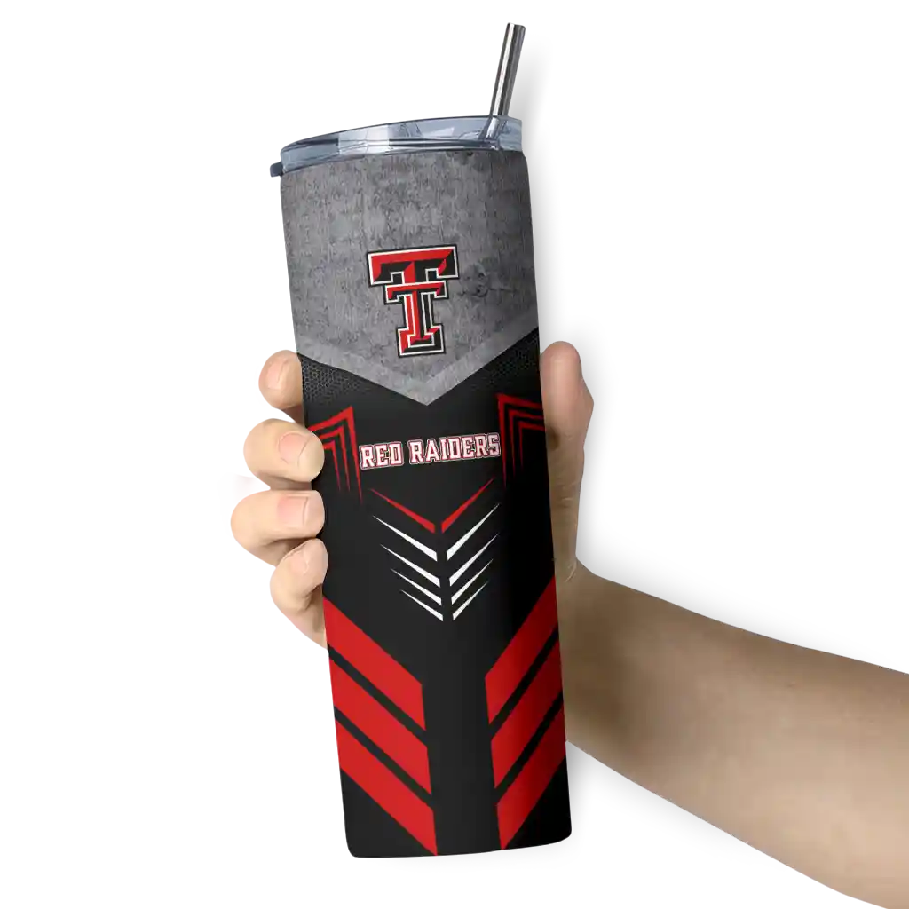 personalized-texas-tech-red-raiders-hexagon-honeycomb-red-black-skinny-tumbler-premium-grade.webp