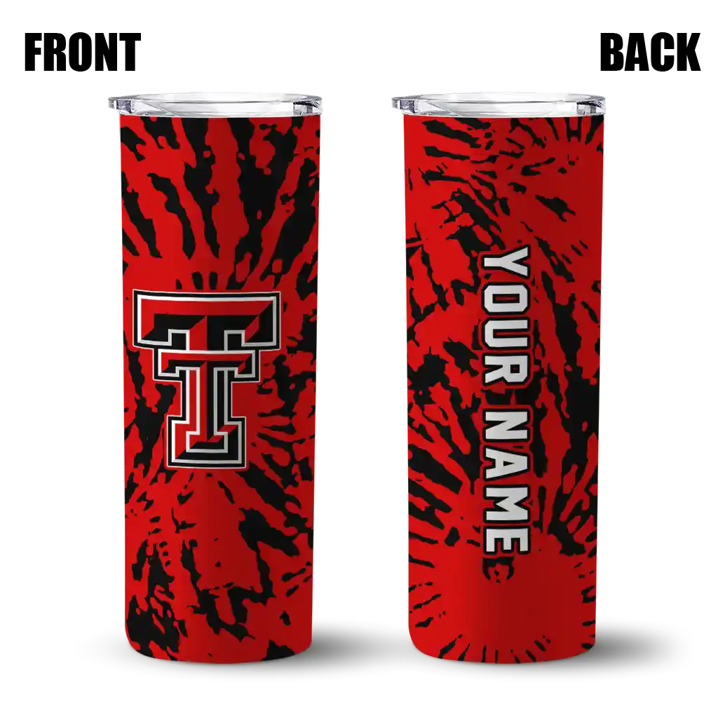 personalized-texas-tech-red-raiders-metallic-grid-red-skinny-tumbler-fashion-forward.webp