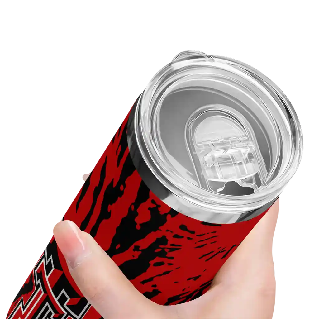 personalized-texas-tech-red-raiders-metallic-grid-red-skinny-tumbler-high-quality.webp