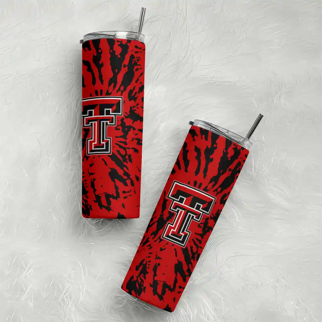 personalized-texas-tech-red-raiders-metallic-grid-red-skinny-tumbler-top-rated.webp
