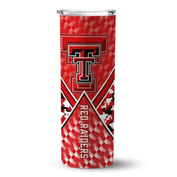 Personalized Texas Tech Red Raiders Monogram Burst Red White Skinny Tumbler
