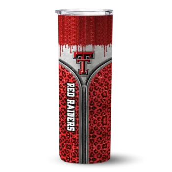 Personalized Texas Tech Red Raiders Sparkle Drip Red Skinny Tumbler