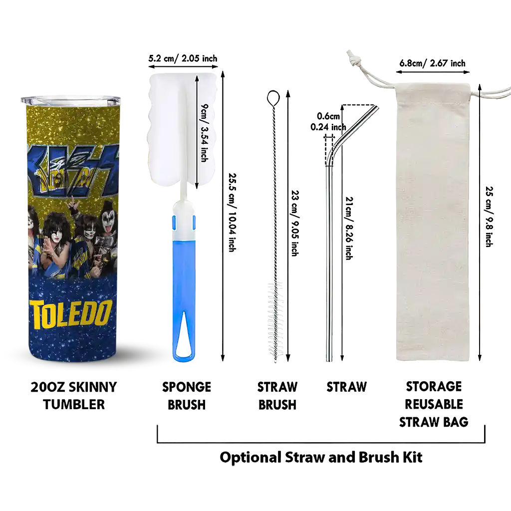 personalized-toledo-rockets-kiss-band-gold-skinny-tumbler-new-arrival.webp