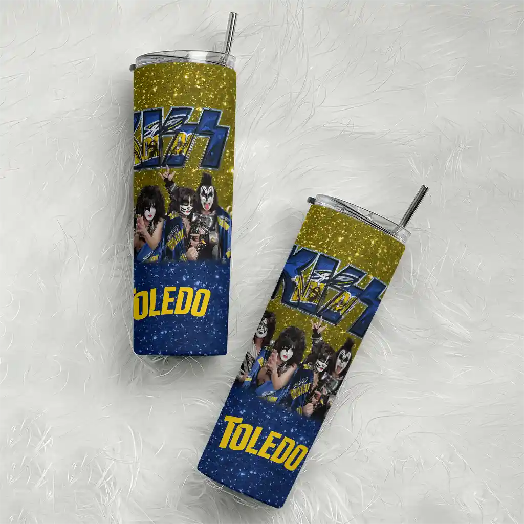 personalized-toledo-rockets-kiss-band-gold-skinny-tumbler-top-rated.webp