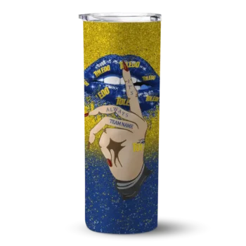 Personalized Toledo Rockets Sparkle Lips Blue Skinny Tumbler