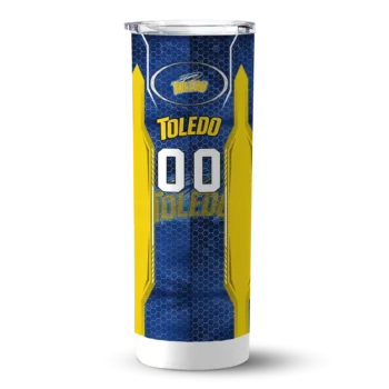 Personalized Toledo Rockets Stacked Diamond Blue Skinny Tumbler