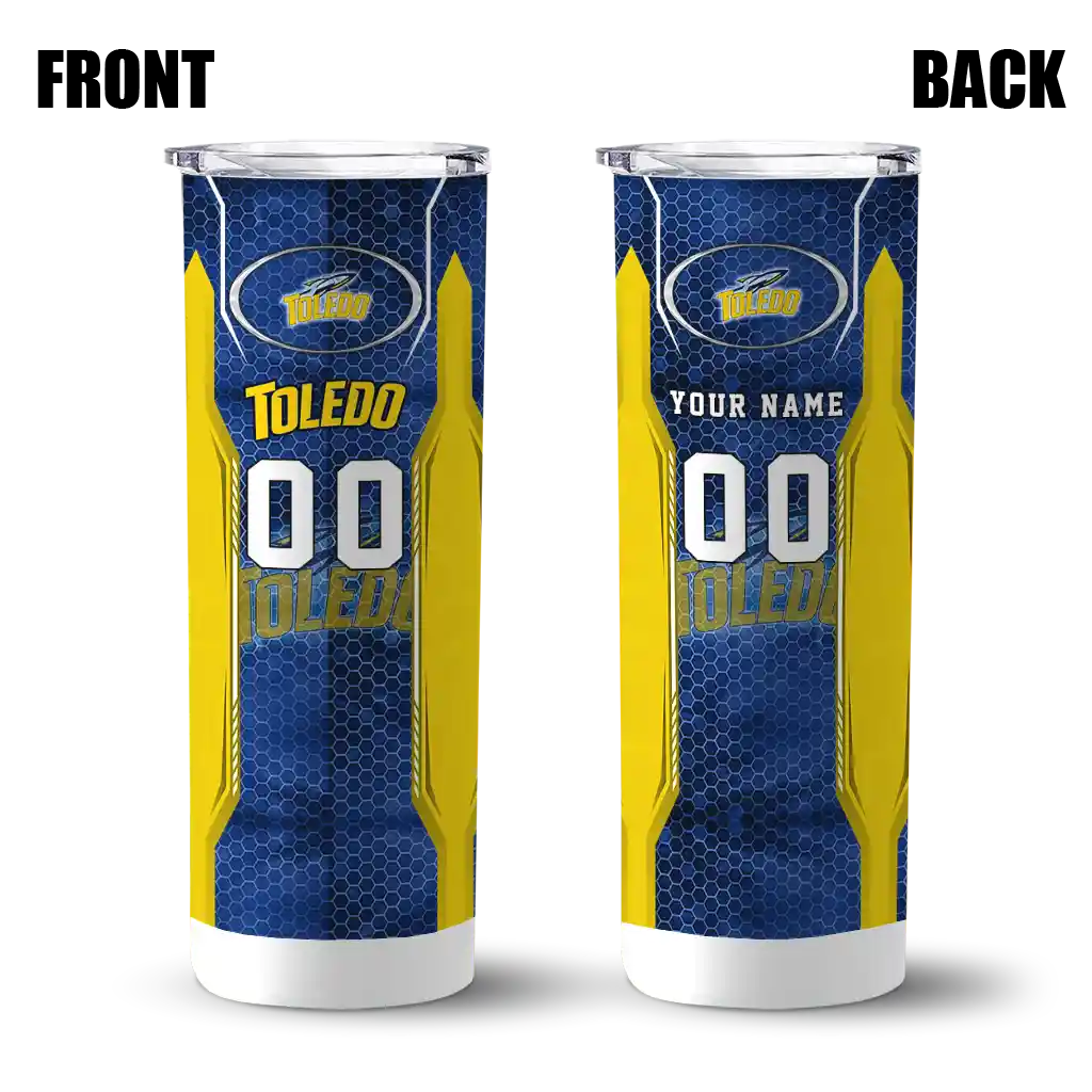 personalized-toledo-rockets-stacked-diamond-blue-skinny-tumbler-fashion-forward.webp