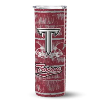 Personalized Troy Trojans Chevron Patch Red Skinny Tumbler