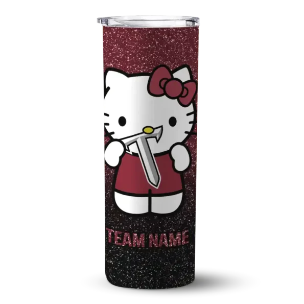 personalized troy trojans hello kitty red black skinny tumbler best selling