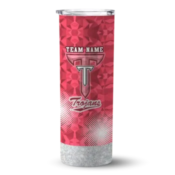 Personalized Troy Trojans Starburst Tiles Red Skinny Tumbler