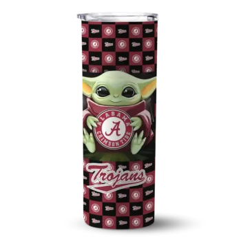 Personalized Troy Trojans Yoda Cozy Red Black Skinny Tumbler