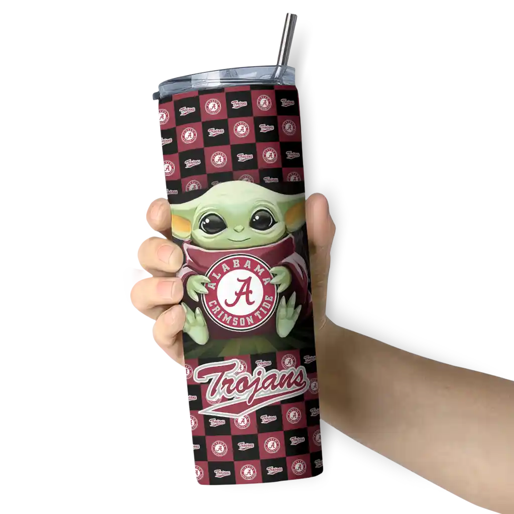 personalized-troy-trojans-yoda-cozy-red-black-skinny-tumbler-premium-grade.webp