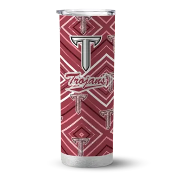 Personalized Troy Trojans Zipper Leopard Red Skinny Tumbler