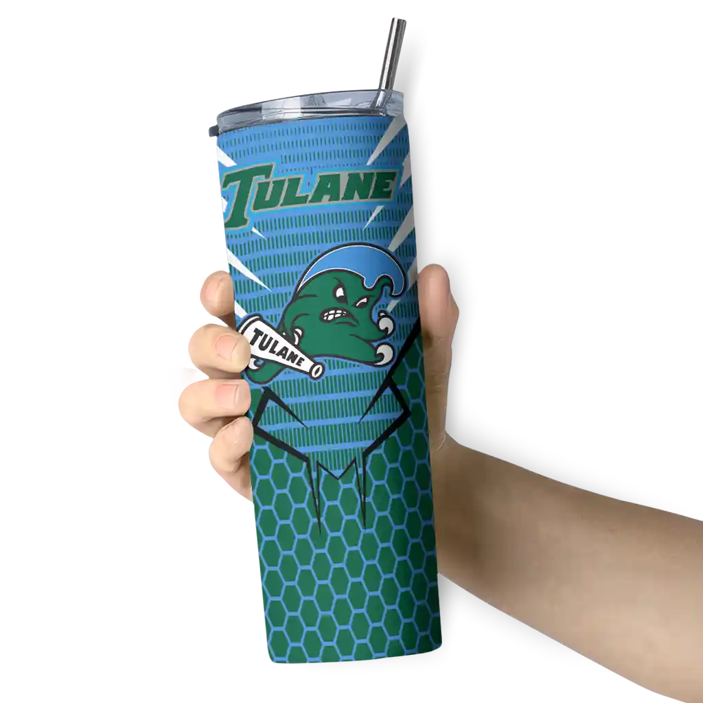 personalized-tulane-green-wave-chevron-stripes-green-skinny-tumbler-premium-grade.webp