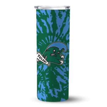 Personalized Tulane Green Wave Metallic Grid Green Skinny Tumbler