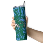 personalized-tulane-green-wave-metallic-grid-green-skinny-tumbler-best-selling.webp
