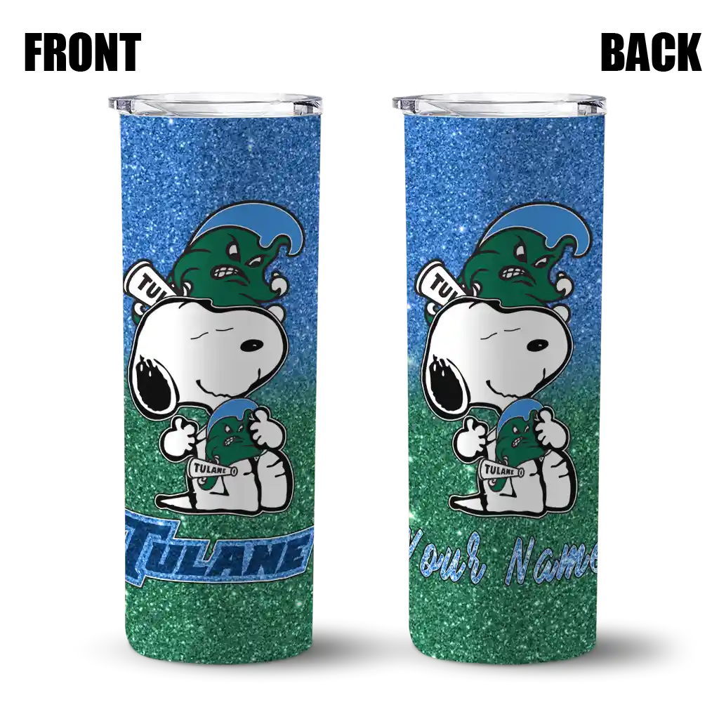 personalized-tulane-green-wave-snoopy-attitude-green-skinny-tumbler-fashion-forward.webp