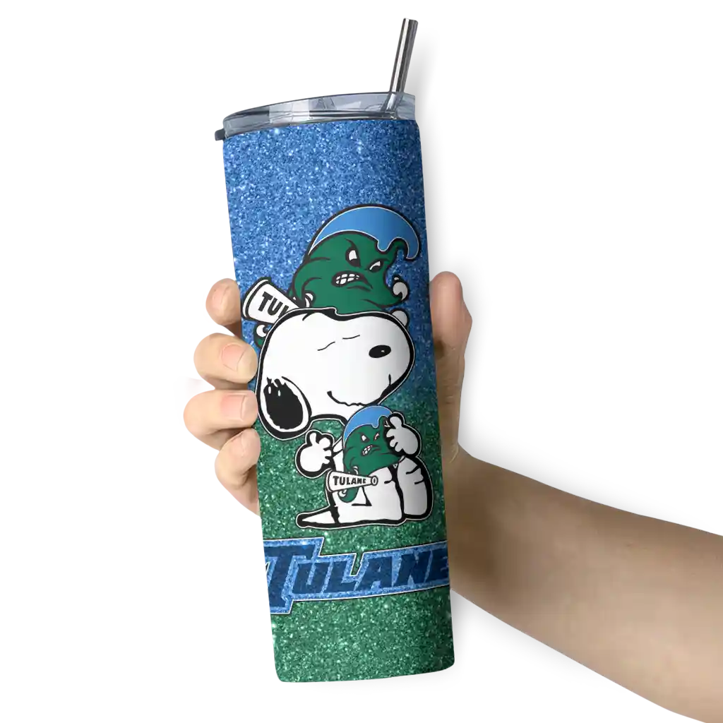 personalized-tulane-green-wave-snoopy-attitude-green-skinny-tumbler-premium-grade.webp