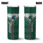 personalized-tulane-green-wave-sparkle-drip-green-skinny-tumbler-best-selling.webp