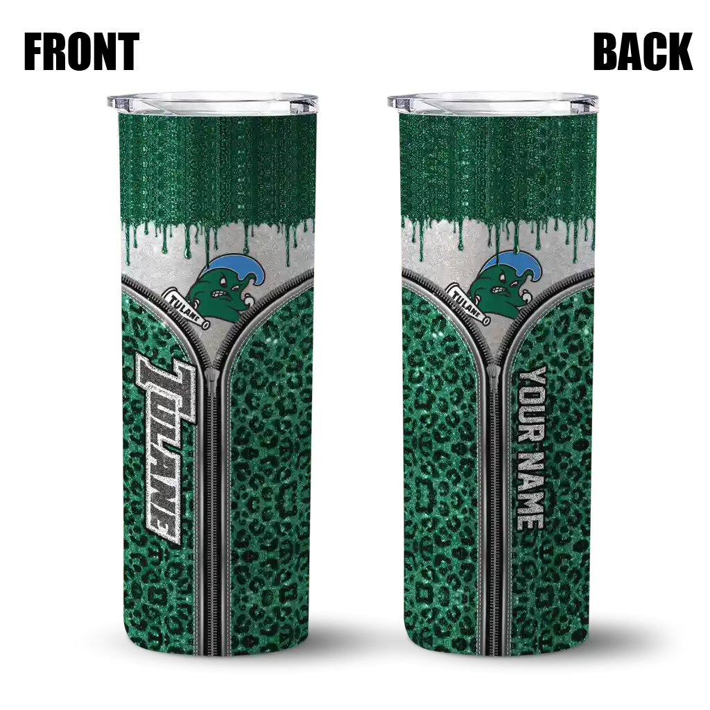 personalized-tulane-green-wave-sparkle-drip-green-skinny-tumbler-fashion-forward.webp