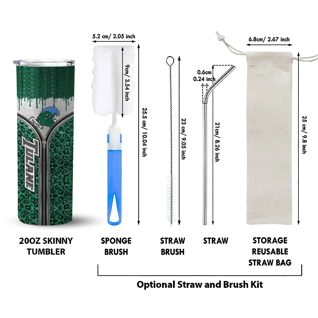personalized-tulane-green-wave-sparkle-drip-green-skinny-tumbler-new-arrival.webp