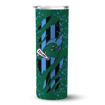 Personalized Tulane Green Wave Star Pop Green Black Skinny Tumbler