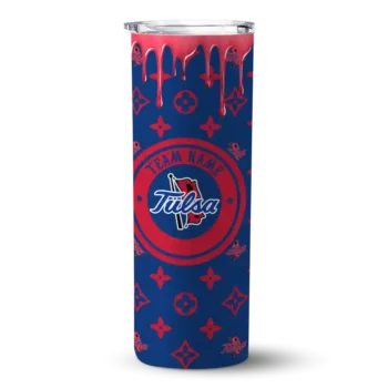 Personalized Tulsa Golden Hurricane Camo Streak Blue Skinny Tumbler