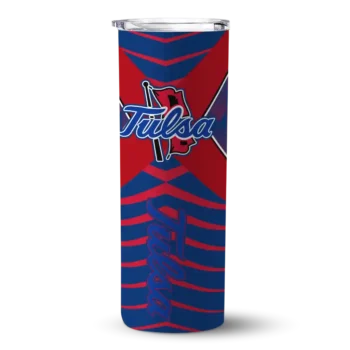 Personalized Tulsa Golden Hurricane Camo Texture Blue Skinny Tumbler