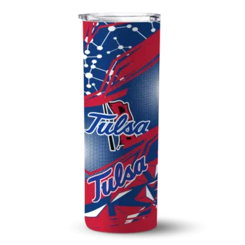 Personalized Tulsa Golden Hurricane Helmet Clash Blue Skinny Tumbler
