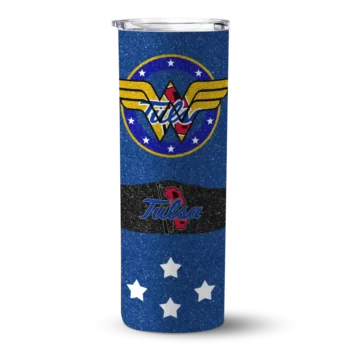 Personalized Tulsa Golden Hurricane Star Cluster Blue Skinny Tumbler