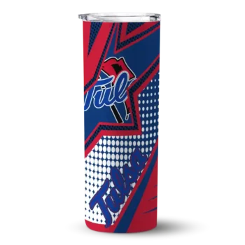 Personalized Tulsa Golden Hurricane Web Stripes Blue White Skinny Tumbler