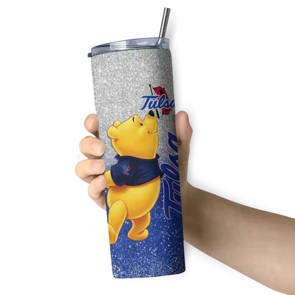personalized-tulsa-golden-hurricane-winnie-the-pooh-blue-gray-skinny-tumbler-premium-grade.webp