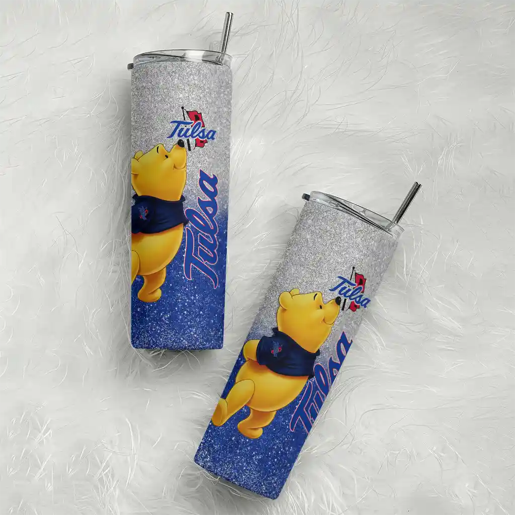personalized-tulsa-golden-hurricane-winnie-the-pooh-blue-gray-skinny-tumbler-top-rated.webp