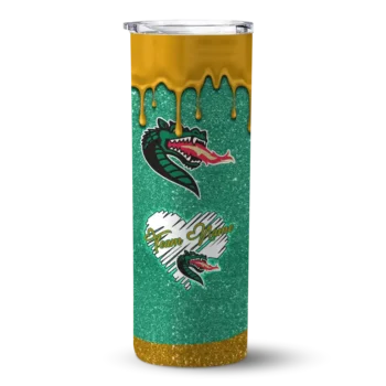 Personalized UAB Blazers Pixel Fade Green Skinny Tumbler