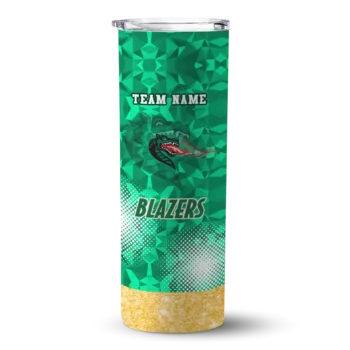Personalized UAB Blazers Starburst Tiles Green Skinny Tumbler