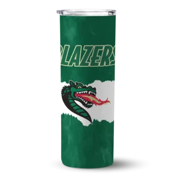 Personalized UAB Blazers Torn Band Green White Skinny Tumbler