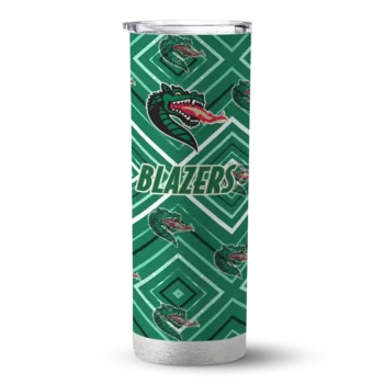 Personalized UAB Blazers Zipper Leopard Green Skinny Tumbler