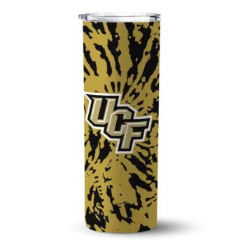 Personalized UCF Knights Metallic Grid Gold Skinny Tumbler