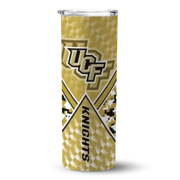 Personalized UCF Knights Monogram Burst Gold White Skinny Tumbler