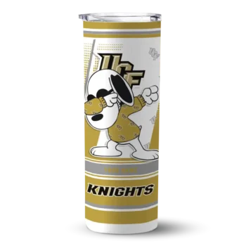 Personalized UCF Knights Snoopy Dog Gold White Skinny Tumbler