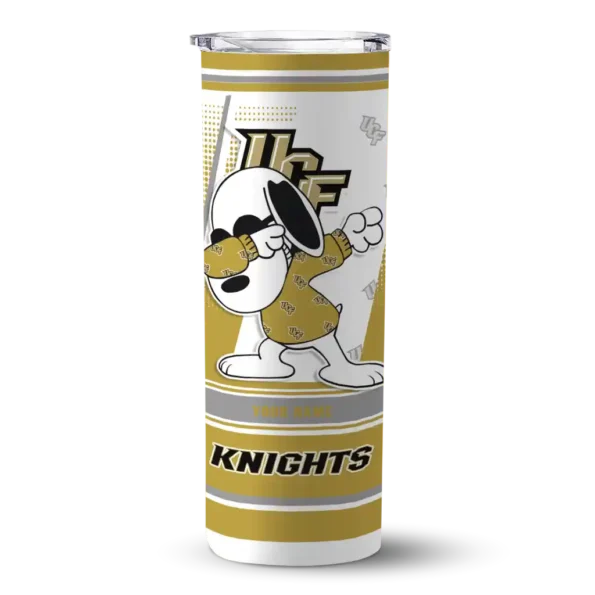personalized ucf knights snoopy dog gold white skinny tumbler best selling