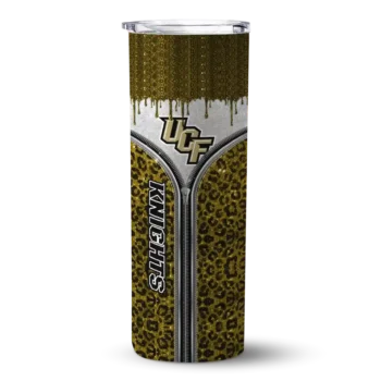 Personalized UCF Knights Sparkle Drip Gold Skinny Tumbler