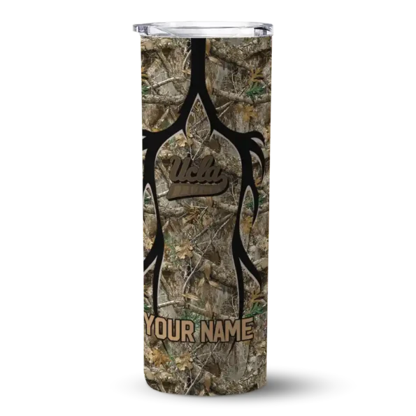 personalized ucla bruins antler flow camo skinny tumbler best selling