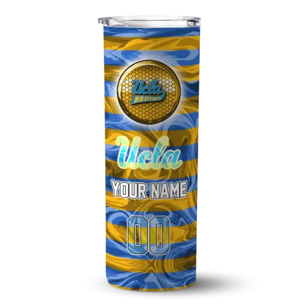 personalized ucla bruins patterned waves blue skinny tumbler best selling