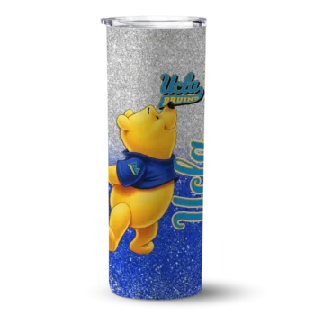 Personalized UCLA Bruins Winnie the Pooh Blue Gray Skinny Tumbler