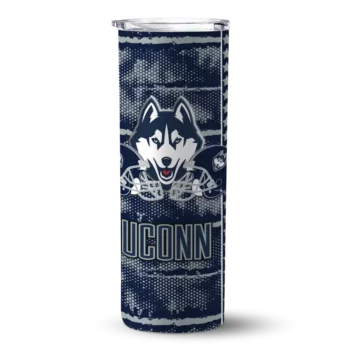 Personalized UConn Huskies Chevron Patch Blue Skinny Tumbler