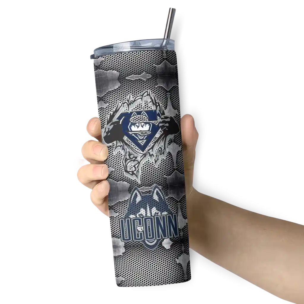 personalized-uconn-huskies-chevron-v-blue-gray-skinny-tumbler-premium-grade.webp