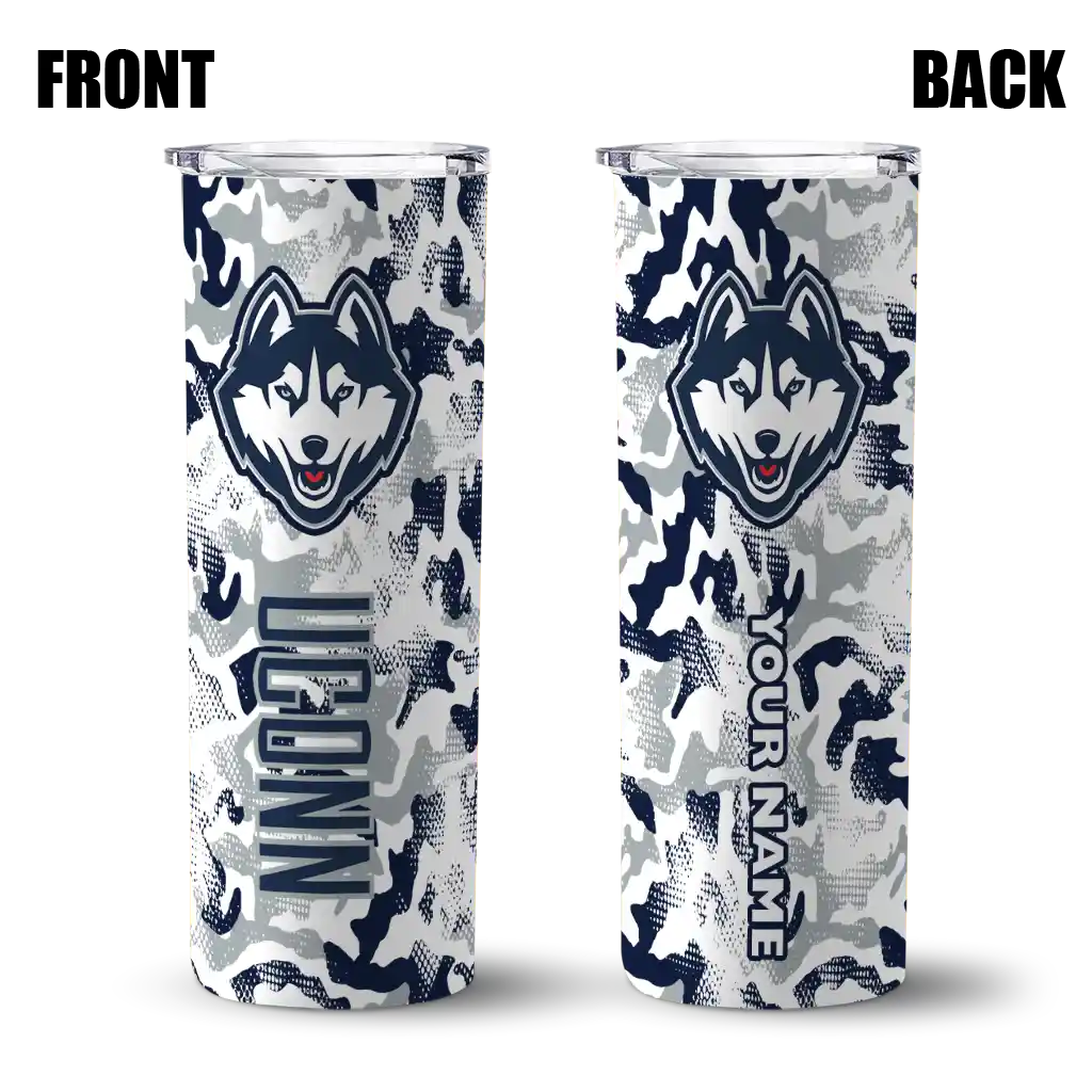 personalized-uconn-huskies-claw-marks-blue-white-skinny-tumbler-fashion-forward.webp