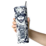 personalized-uconn-huskies-claw-marks-blue-white-skinny-tumbler-best-selling.webp