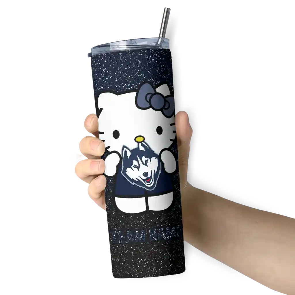 personalized-uconn-huskies-hello-kitty-blue-black-skinny-tumbler-premium-grade.webp